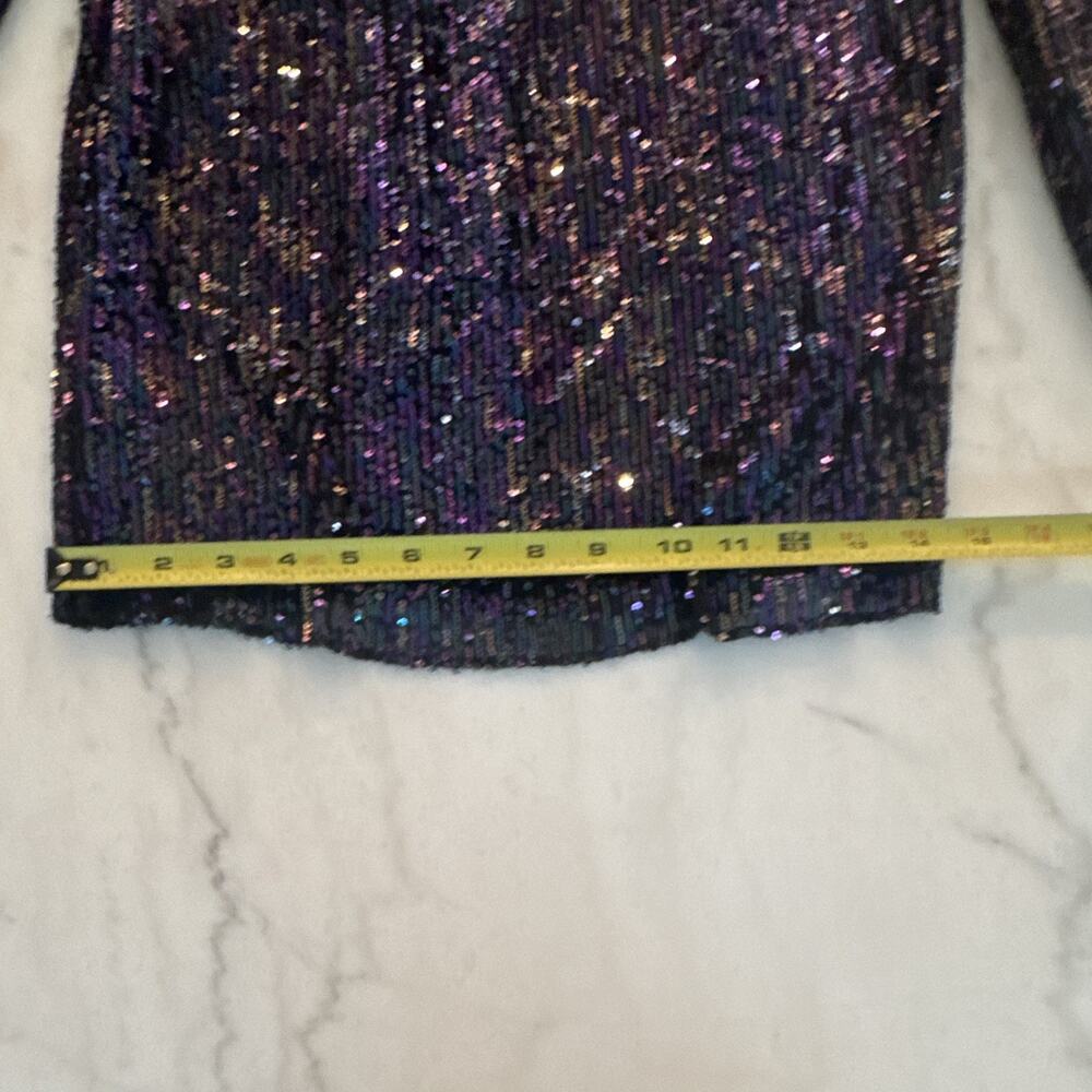 Free People Womens Black Purple Solid Knit Sequin Boat Neck Top L/XL 0090 - Picture 6 of 6
